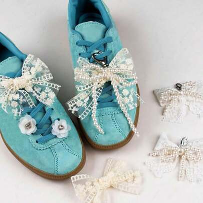 1 pièce Clips de chaussure à ornement de perle fausse papillon en dentelle amovible, décoration de chaussure DIY avec un sentiment élégant, convient a | SHEIN