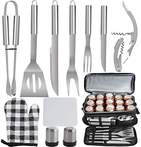POLIGO 12PCS Grill Set Stainless Steel Grill Utensils Set with Black Cooler Bag - Barbeque Grill ... | Amazon (US)