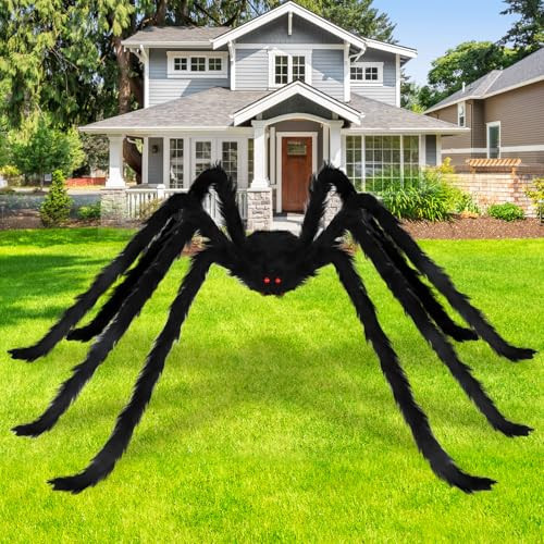 Dreampark 8.0 Ft Giant Spider Halloween Decorations, Outdoor Halloween Decoration Fake Large Hairy Spider Scary Virtual Realistic Spider Props for Indoor Yard House Patry Creepy Decor Black | Amazon (US)