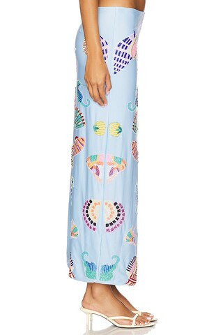 Shell Hand Beaded Skirt in Light Blue | Revolve Clothing (Global)