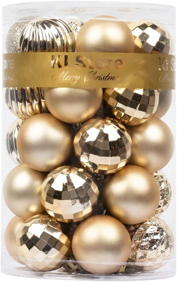 Amazon.com: KI Store Champagne Christmas Balls 34pcs 1.57-Inch Small Christmas Tree Decoration Or... | Amazon (US)