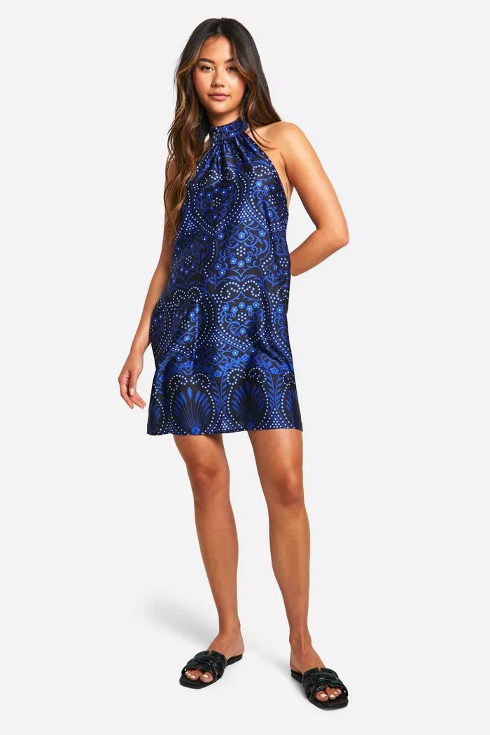 Halter Paisley Mini Dress | boohoo (US & Canada)