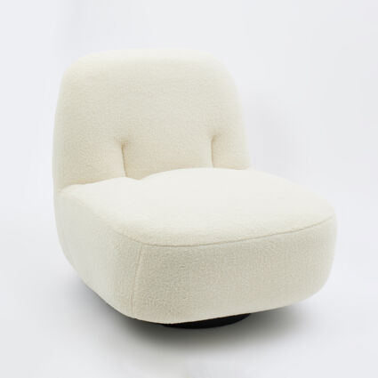 Natural Sherpa Sleepy Curve Swivel Chair 88x86cm | TK Maxx