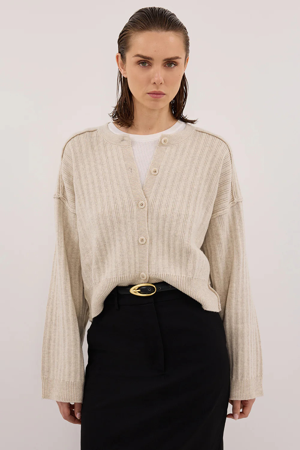 DAHLIA CHALK KNIT CARDIGAN | DISSH