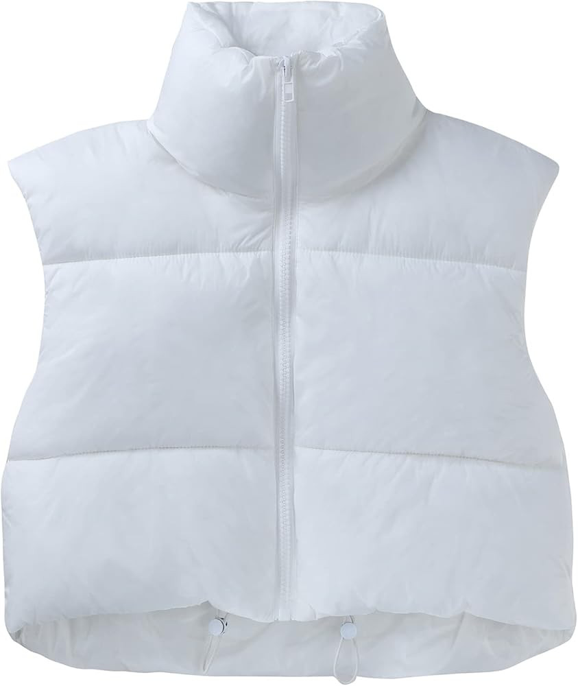 Century Star Cropped Puffer Vest Women Fashion High Neck Zipper Jacket Coat Sleeveless Winter War... | Amazon (US)