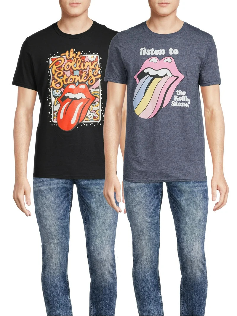 Rolling Stones Men's Band Graphic T-Shirts with Short Sleeves, 2-Pack, Sizes S-3XL | Walmart (US)