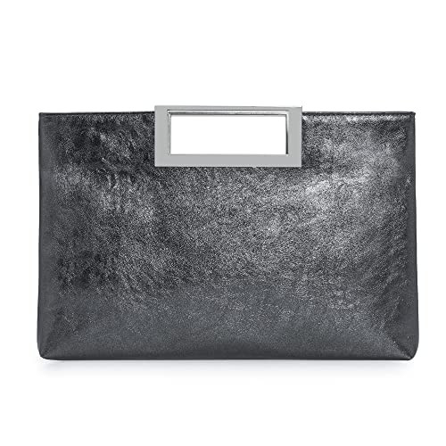 CHARMING TAILOR Fashion PU Leather Handbag Stylish Women Convertible Clutch Purse (Pewter) | Amazon (US)