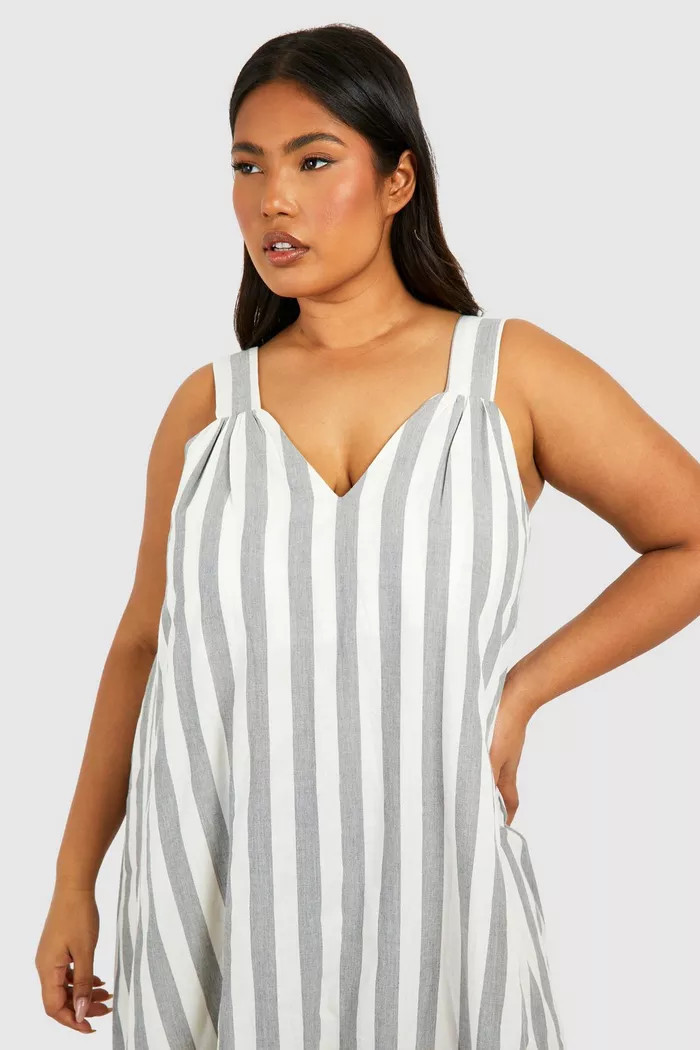 Plus Wide Stripe Trapeze Maxi Dress | boohoo (US & Canada)