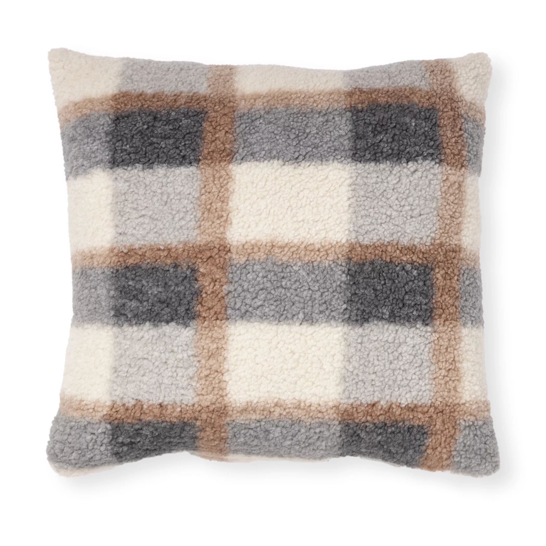 Mainstays Decorative Throw Pillow, Plaid, Multi, 18" Square, 1 per pack | Walmart (US)