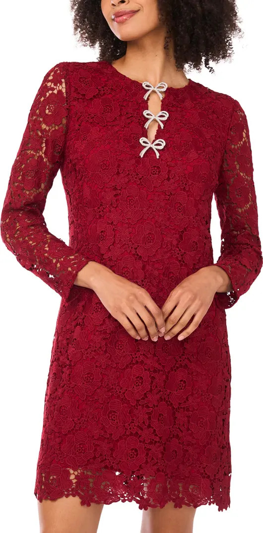 CeCe Bow Trim Lace Sheath Dress | Nordstrom | Nordstrom
