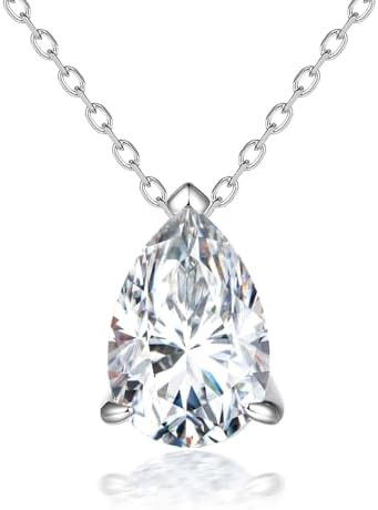 4.0ct Large Pear Moissanite Necklace S925 Silver Women 8x12MM Pendant Nekclace Laboratory Diamond... | Amazon (US)