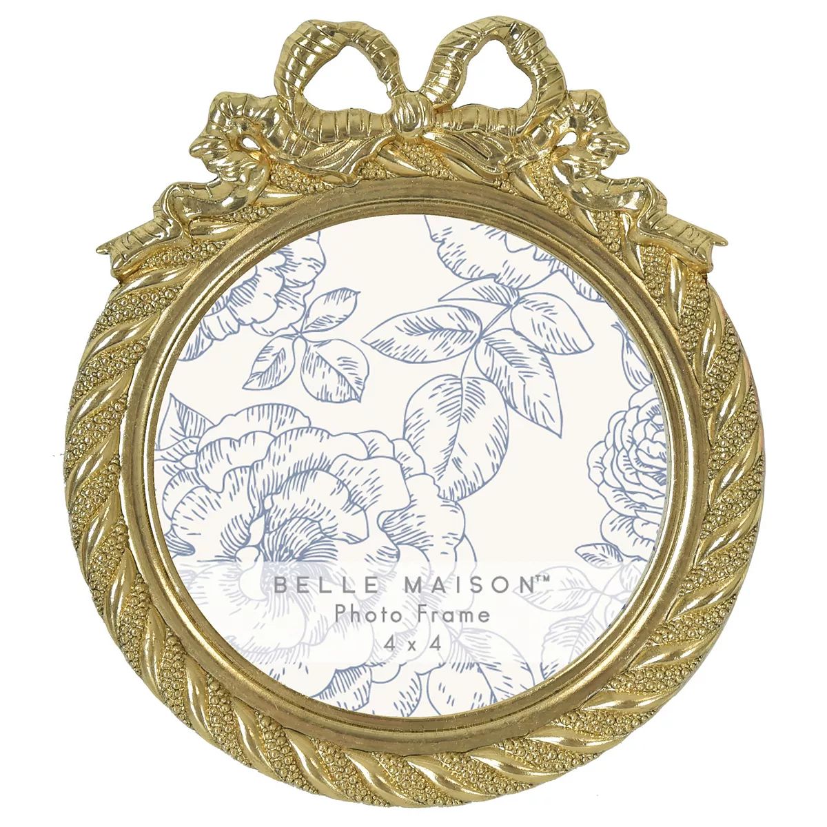 Belle Maison 4" x 4" Gold Round Bow & Rope Tabletop Frame | Kohl's