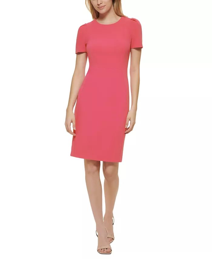 Petite Short-Sleeve Sheath Dress | Macy's