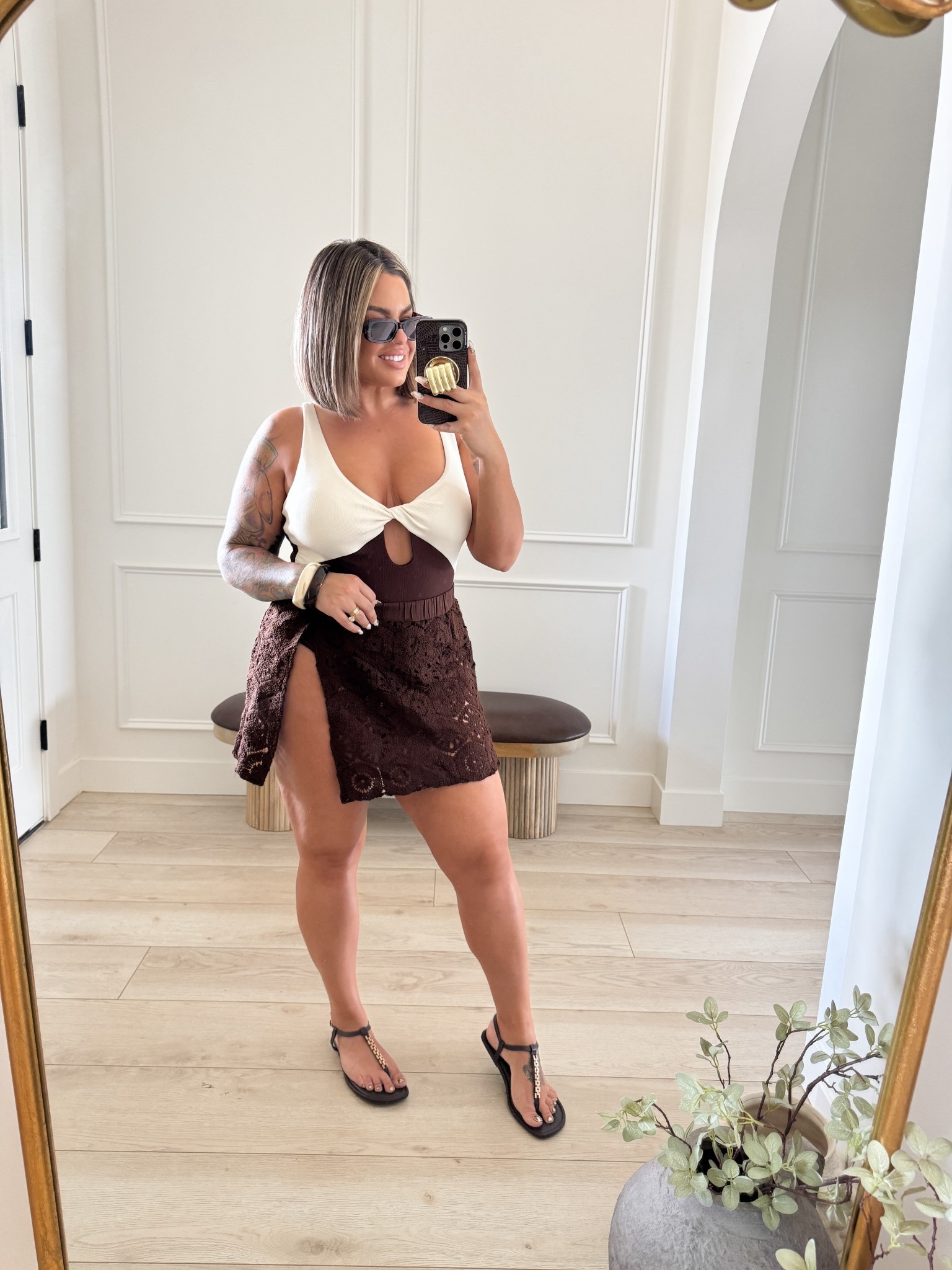 Size L in both 
Swimsuit is full coverage on the bottom. 
#walmart #swim #midsize 

#LTKMidsize #LTKSwim #LTKootd