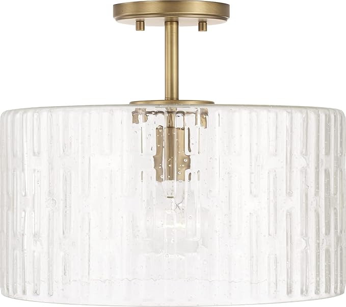 Capital Lighting 241311AD Emerson Embossed Seeded Glass Convertible Pendant/Semi Flush Ceiling Li... | Amazon (US)