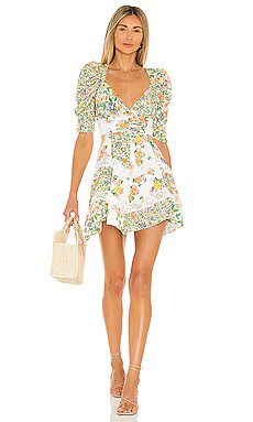 For Love & Lemons Rosalyn Mini Dress in Green from Revolve.com | Revolve Clothing (Global)