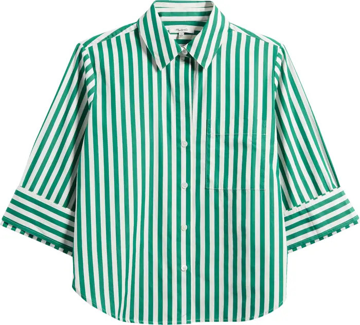 Madewell Poplin Easy Y-Neck Button-Up Shirt | Nordstrom | Nordstrom