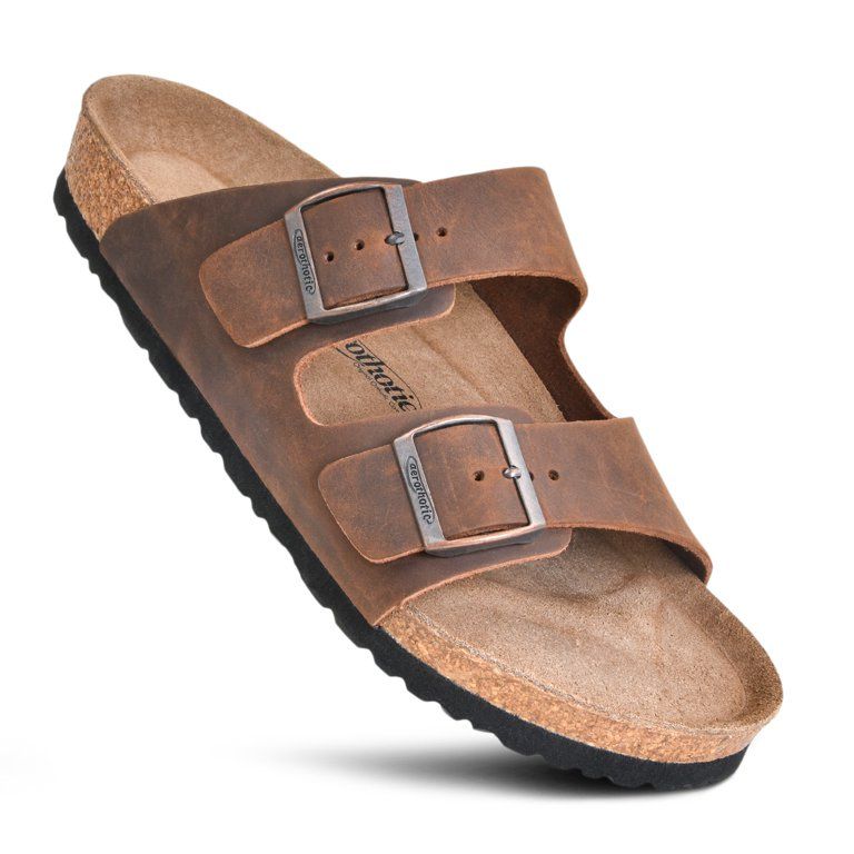 Aerothotic Aharon Dual Strap Leather Slide Sandals for Men - Walmart.com | Walmart (US)