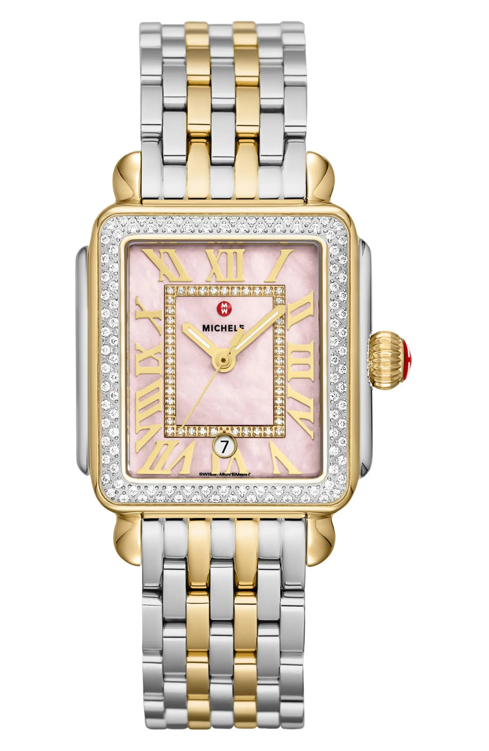 MICHELE Deco Madison Diamond Two-Tone Bracelet Watch, 35mm | Nordstrom | Nordstrom