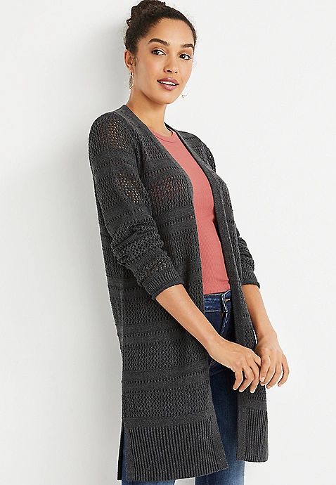 Open Stitch Duster Cardigan | Maurices
