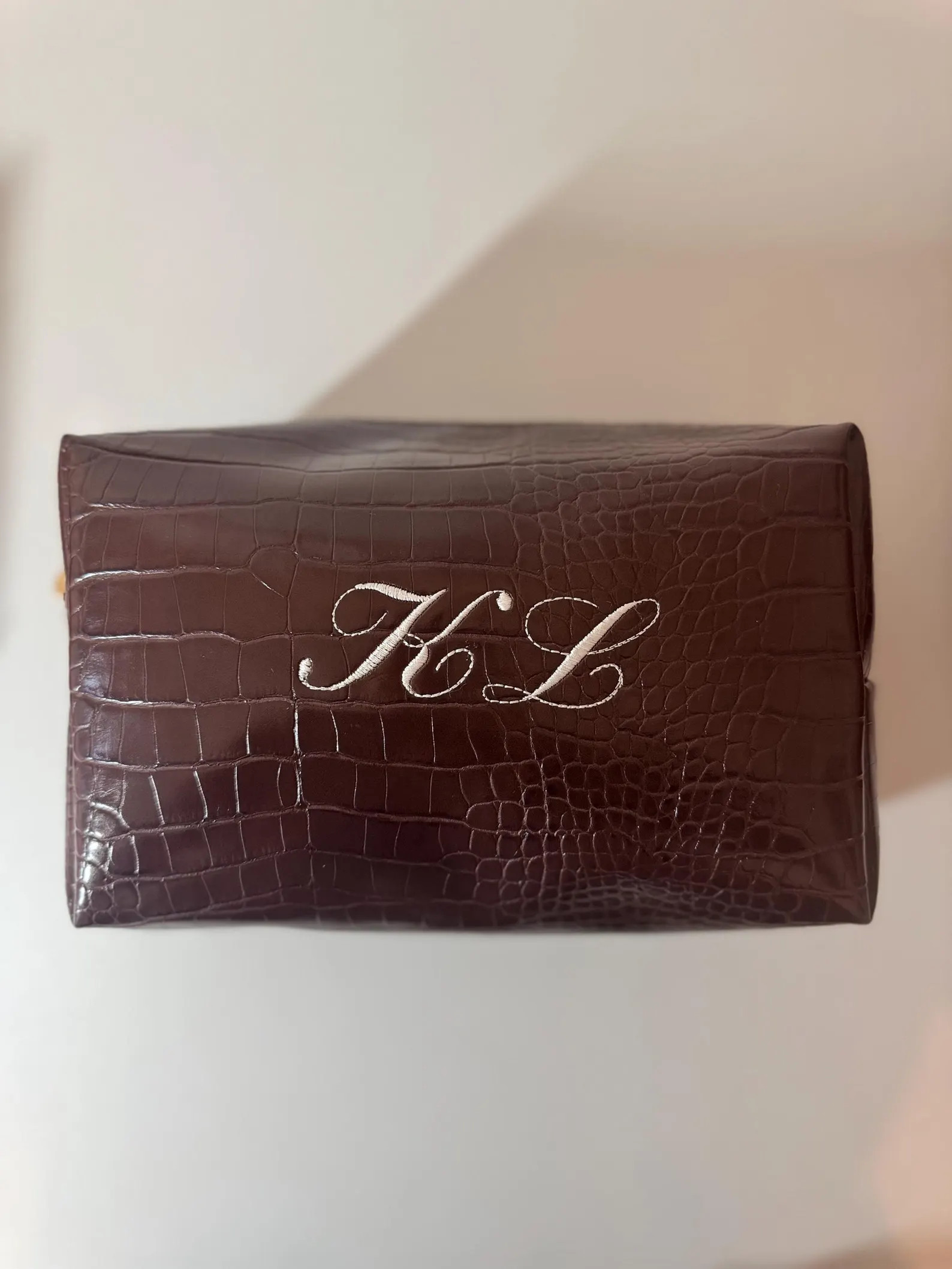 Personalized Faux Croc Leather Makeup Bag | Embroidered Toiletry Pouch | Etsy (US)