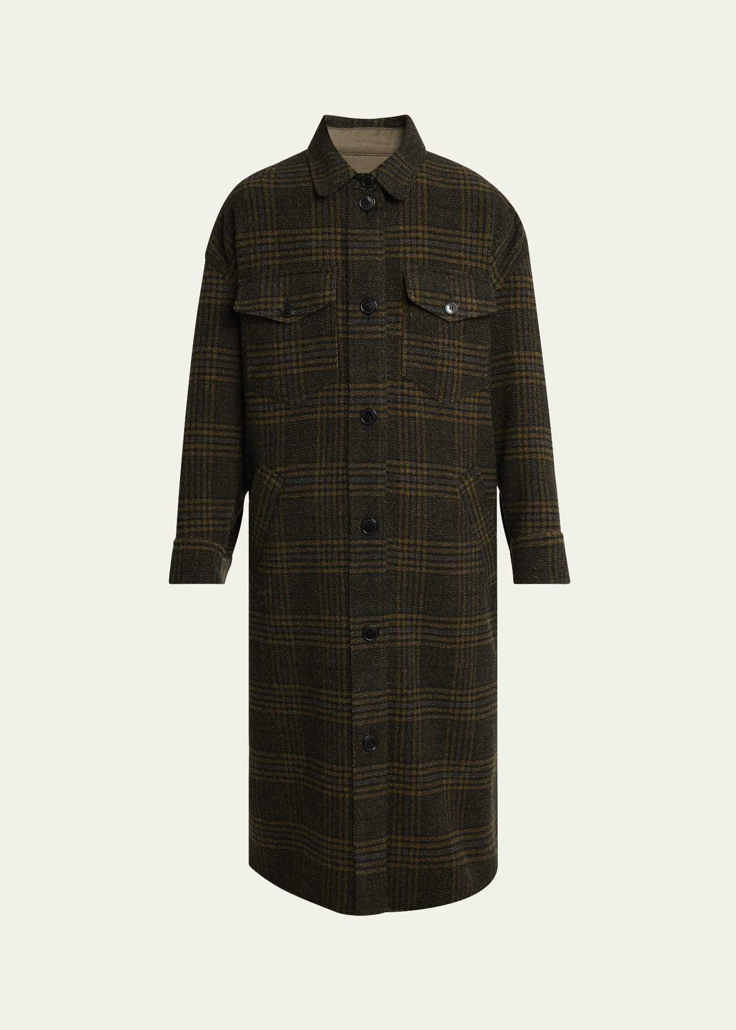 Etoile Isabel Marant Gislene Long Plaid Shirt Jacket | Bergdorf Goodman