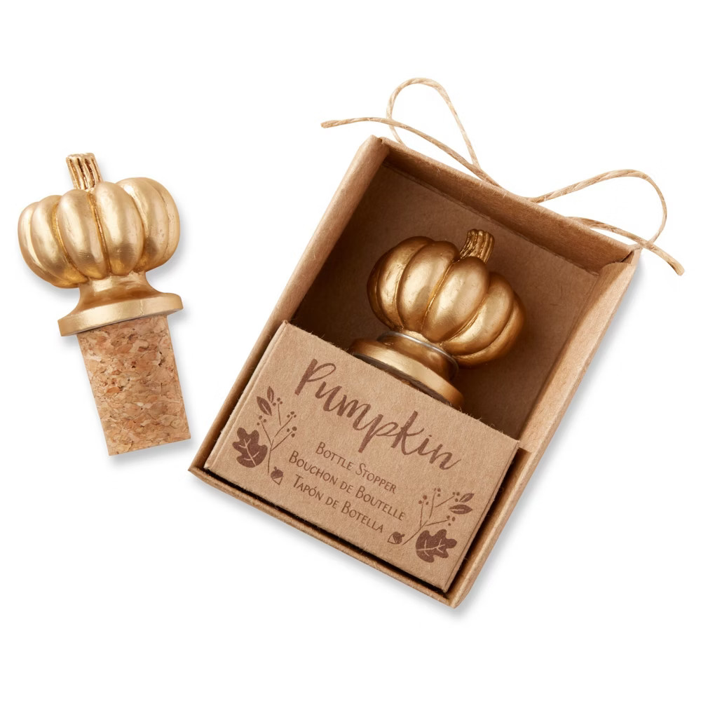 6ct Kate Aspen Gold Pumpkin Bottle Stopper | Target
