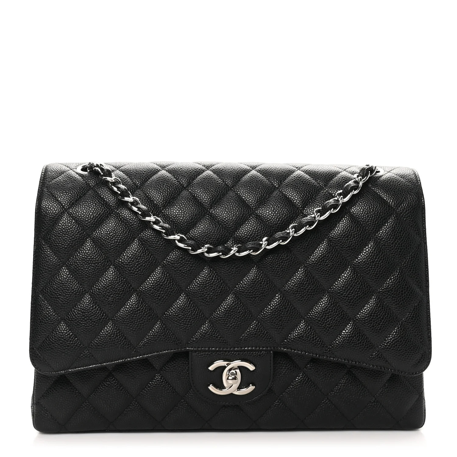 Caviar Quilted Maxi Double Flap Black | FASHIONPHILE (US)