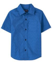 Boys Short Sleeve Print Poplin Button Down Shirt | The Children's Place