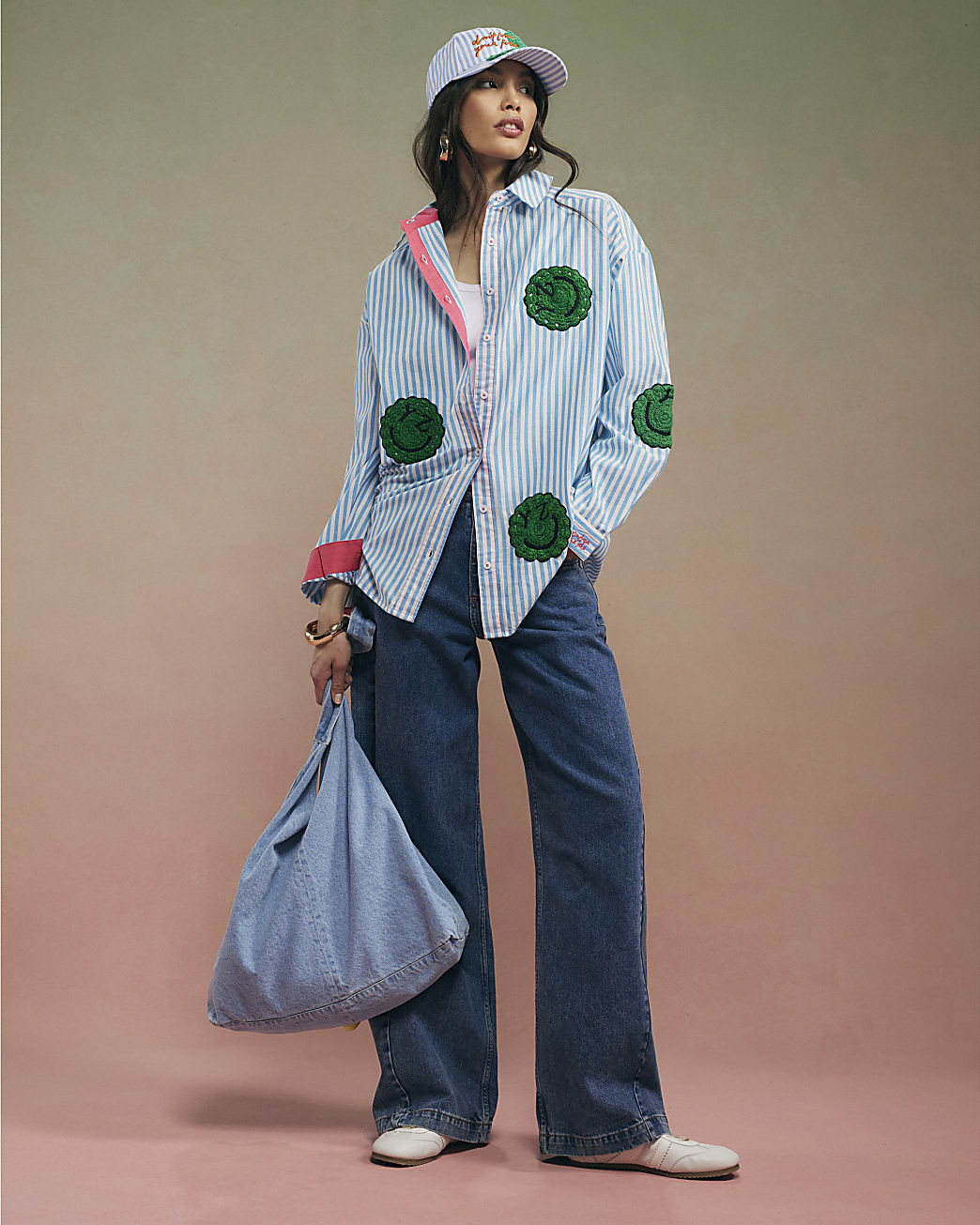 Blue Year Zero Stripe Smiley Face Shirt | River Island UK & IE