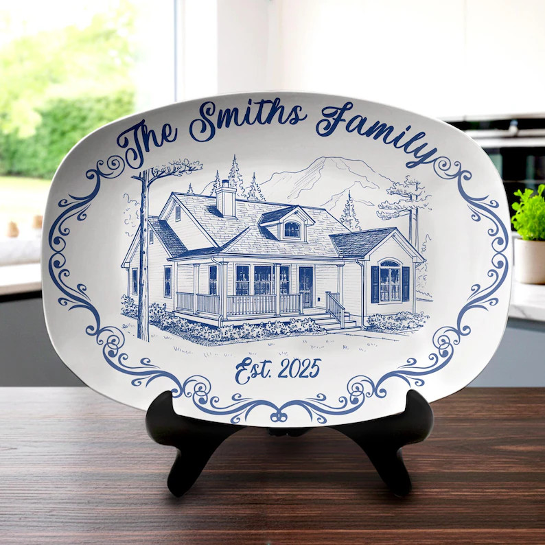 Custom House Portrait Plate, Personalized First Home New House Platter Gift, Painted From Your Ph... | Etsy (US)