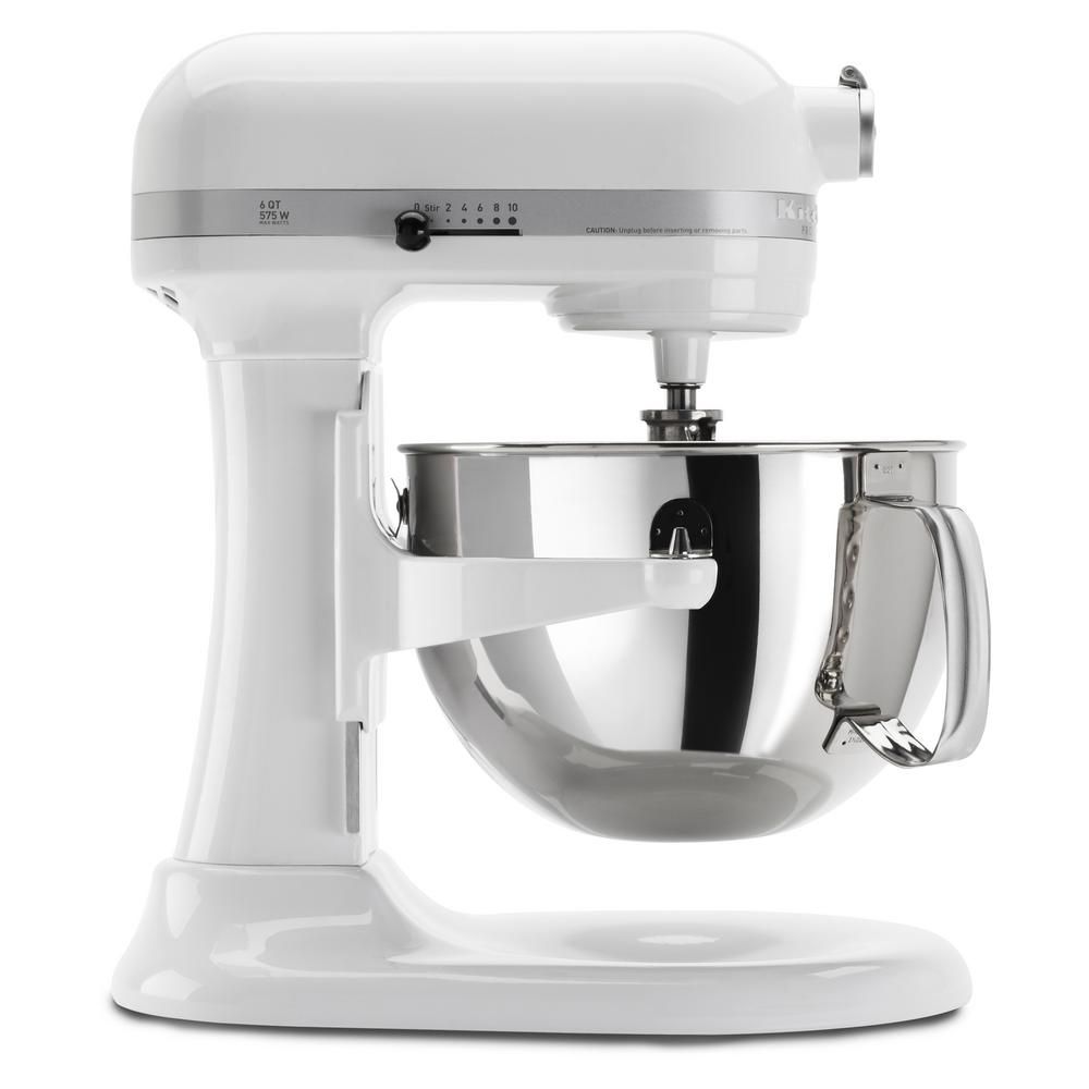 KitchenAid Professional 600 Series 6 Qt. 10-Speed White Stand Mixer with Flat Beater, Wire Whip and  | The Home Depot