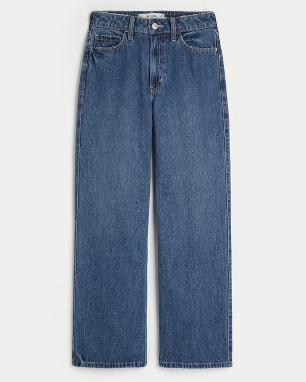 Women's Ultra High-Rise Medium Wash Baggy Jeans | Women's Bottoms | HollisterCo.com | Hollister (UK)