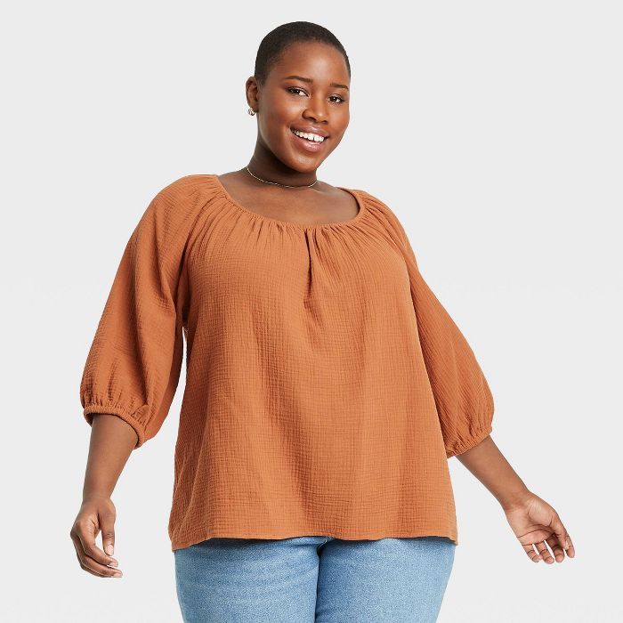 Women's Plus Size 3/4th Sleeve Blouse - Ava & Viv™ | Target