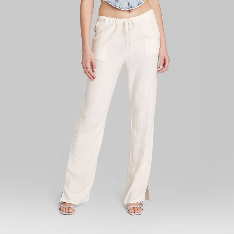 Women's Mid-Rise Wide Leg Relaxed Linen Pants - Wild Fable™ | Target