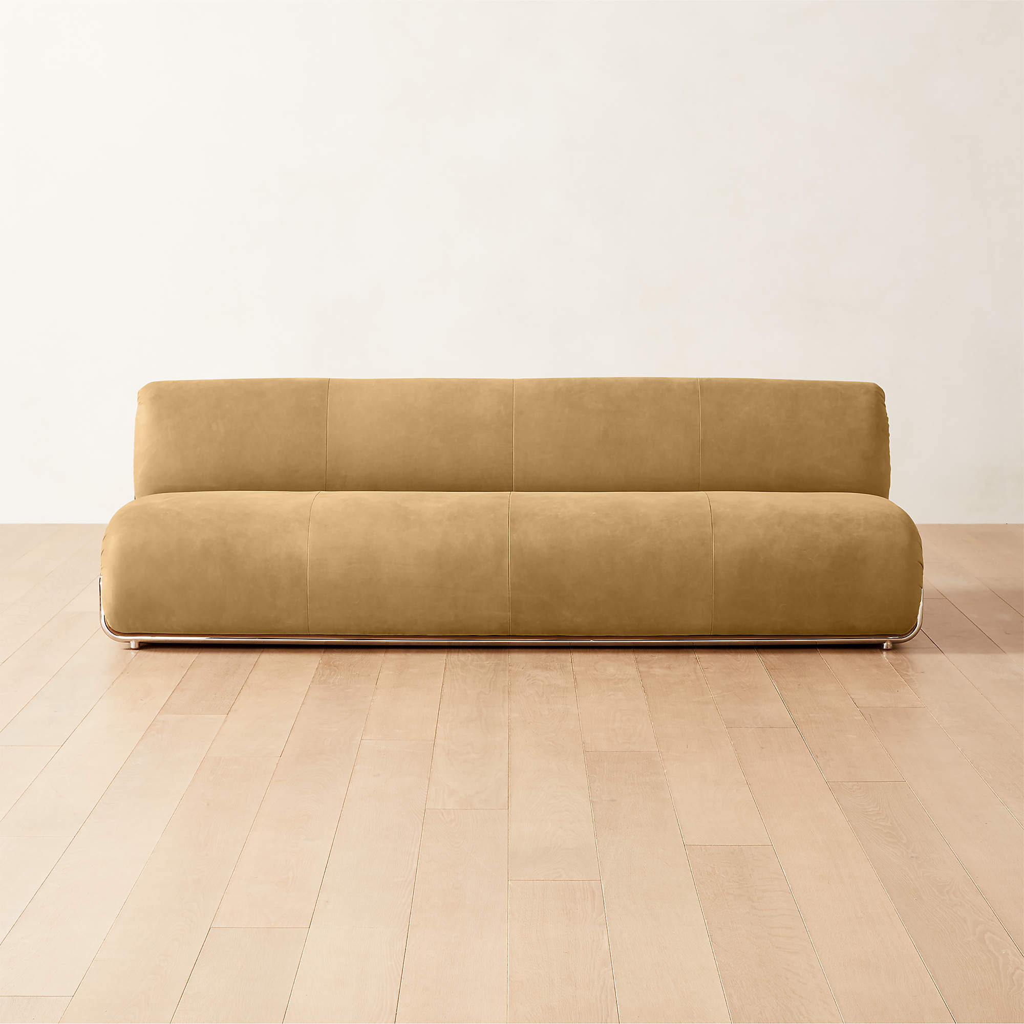 Hada Modern Armless Beige Leather Sofa + Reviews | CB2 | CB2