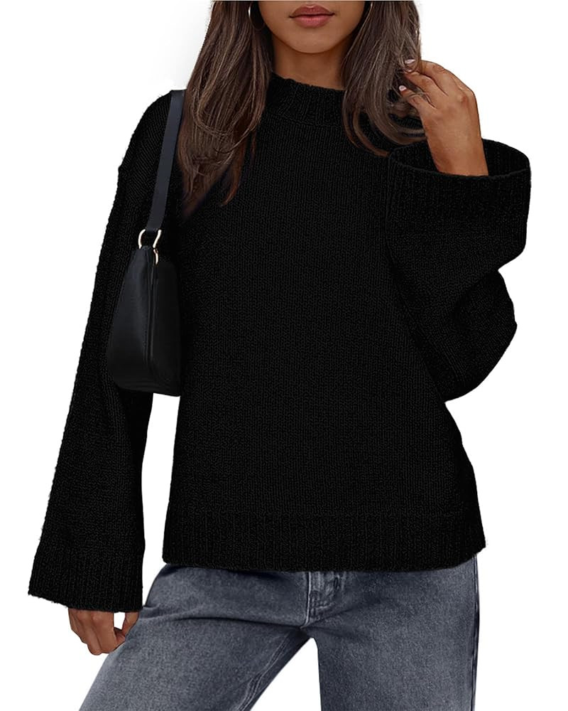 BTFBM Sweaters for Women 2025 Casual Crewneck Long Sleeve Loose Ribbed Knit Pullover Sweater Wint... | Amazon (US)