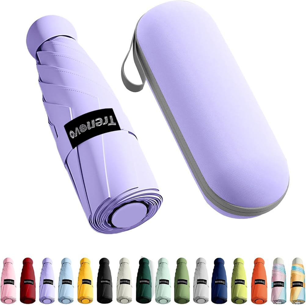 Travel Mini Folding Compact Umbrella with Case, 8 Ribs Lightweight Portable, Small Sun & Rain Poc... | Amazon (US)