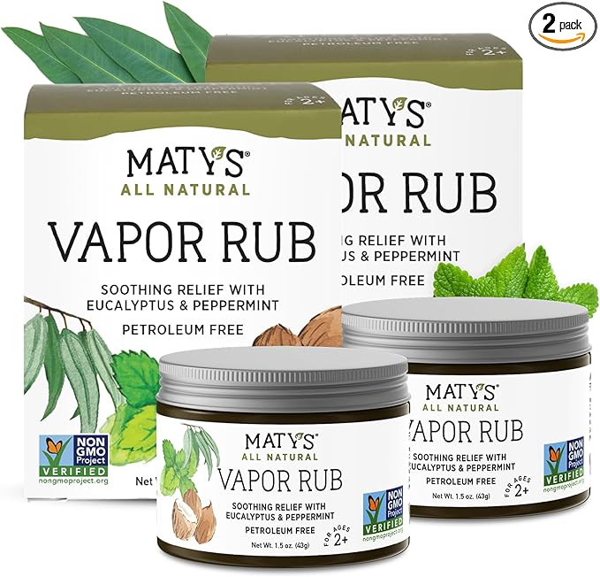 Matys Vapor Rub for Adults & Kids 2 Years Old +, Non-GMO Chest Rub to Clear Stuffy Noses, Relieve... | Amazon (US)