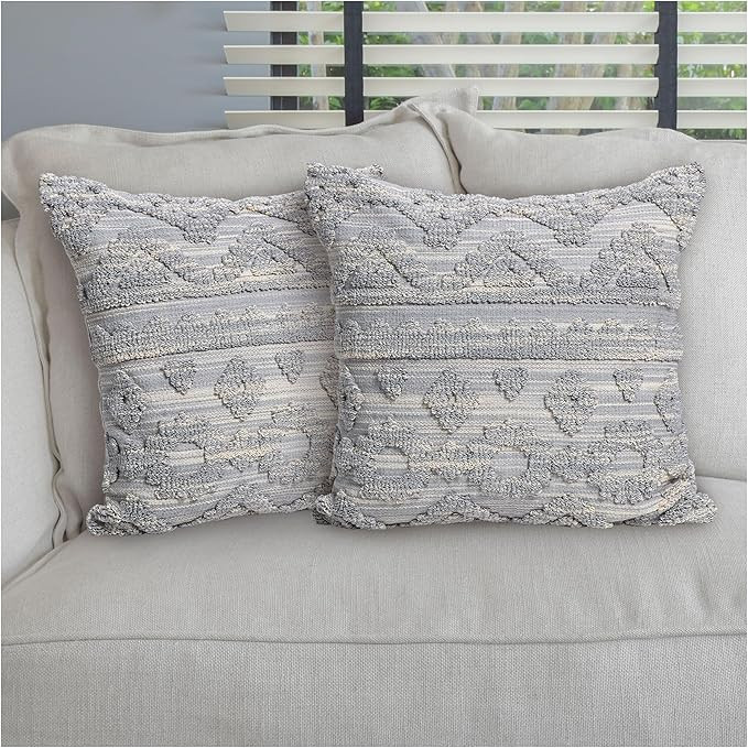 Sheffield Home Global Marli Space Dyed Loop Pile Denim Pillow Cover Set - Set of 2, 20x20 Inches,... | Amazon (US)