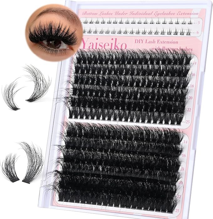 Fluffy Eyelash Clusters with Bottom Lashes 14-25mm Volume Lash Clusters Eyelash Extensions 100D+1... | Amazon (US)