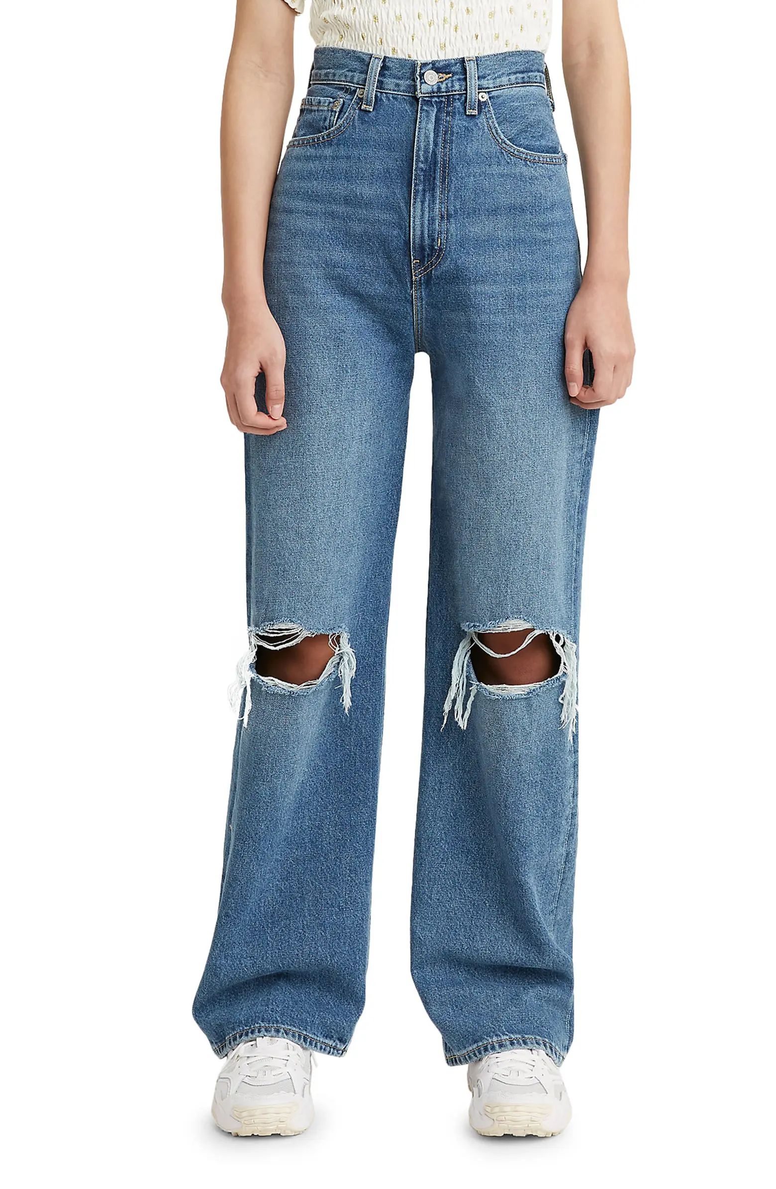 Ripped High Waist Loose Fit Jeans | Nordstrom