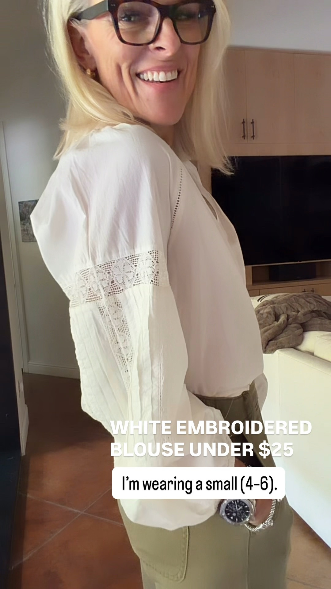 This embroidered blouse is one of those timeless pieces you’ll wear year after year. It’s just $23, comes in three colors, and features beautiful lace details with an easy, relaxed fit. I especially love it paired with olive wash utility jeans for an effortless everyday look. I’m wearing a small (4–6).

💡 LTK MADE EASY
❤️ Heart = Support my posts!
🔖 Save = Get sale & restock alerts
📋 Lists = Keep favorites organized
📲 Share = Send lists and products to a friend. Hello, Christmas List!
💬 Comment = Ask me anything about what I’m wearing.:-)

#LTKootd #LTKSaleAlert #LTKOver40