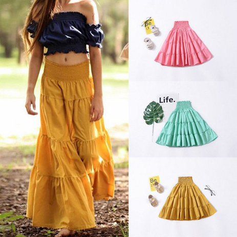 Fashion Girls Toddler Maxi Skirts Dress Casual Summer High Waist Skirt Sundress | Walmart (US)