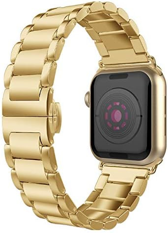 Compatible with iWatch Band 30mm/40mm, Solid Stainless Steel Metal Wristband Strap with Butterfly... | Amazon (US)