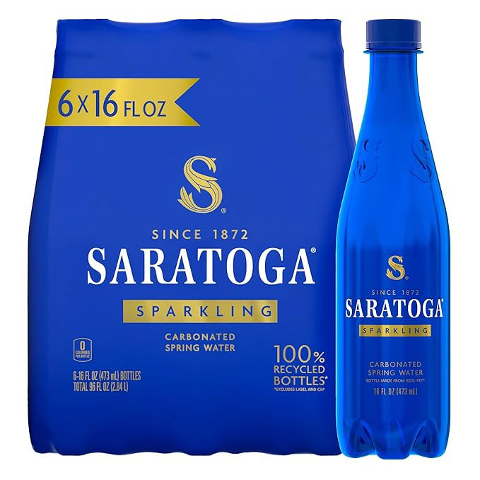 Saratoga, Sparkling Water Bottles, 6-Pack - Carbonated Spring Bottled Water - Recycled PET Plasti... | Amazon (US)