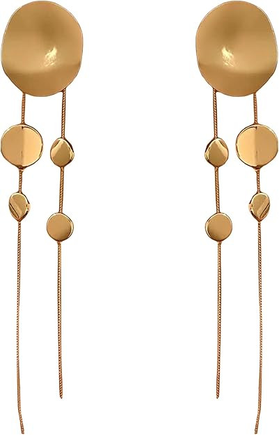Fringe Round Minimalist Exaggerated For Women, Long Threader Drop Earrings Big Earrings For Women... | Amazon (US)