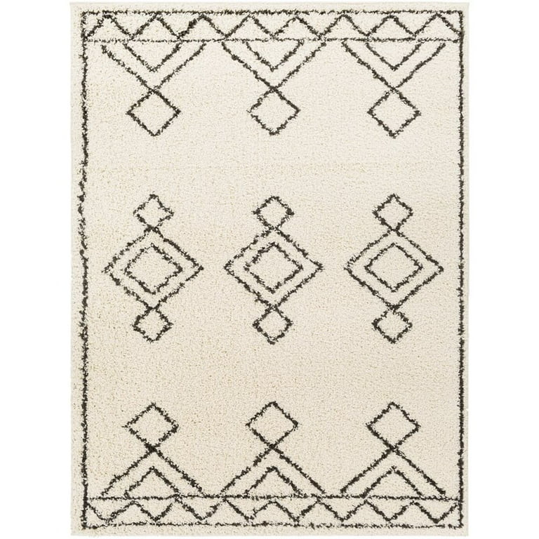 Beni shag BSH-2314 5'3" x 7' Rug in Charcoal and Cream - Walmart.com | Walmart (US)