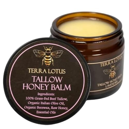 Terra Lotus - Organic Grass-Fed Beef Tallow Balm with Raw Honey - Moisturizing Cream for Soft, Smooth Skin - Handmade All-Natural Moisturizer (2 Oz, Lavender) | Amazon (US)