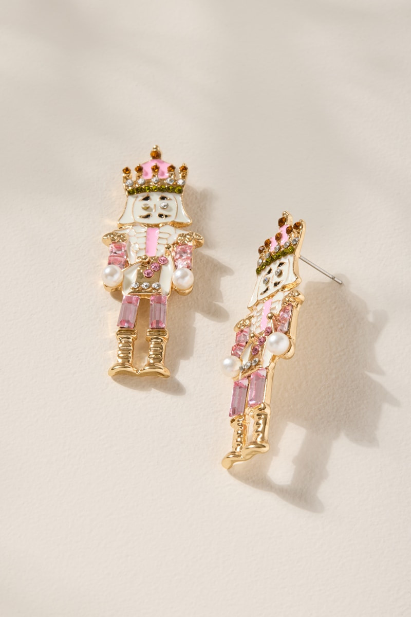Pink Nutcracker Drop Earrings | Francesca's